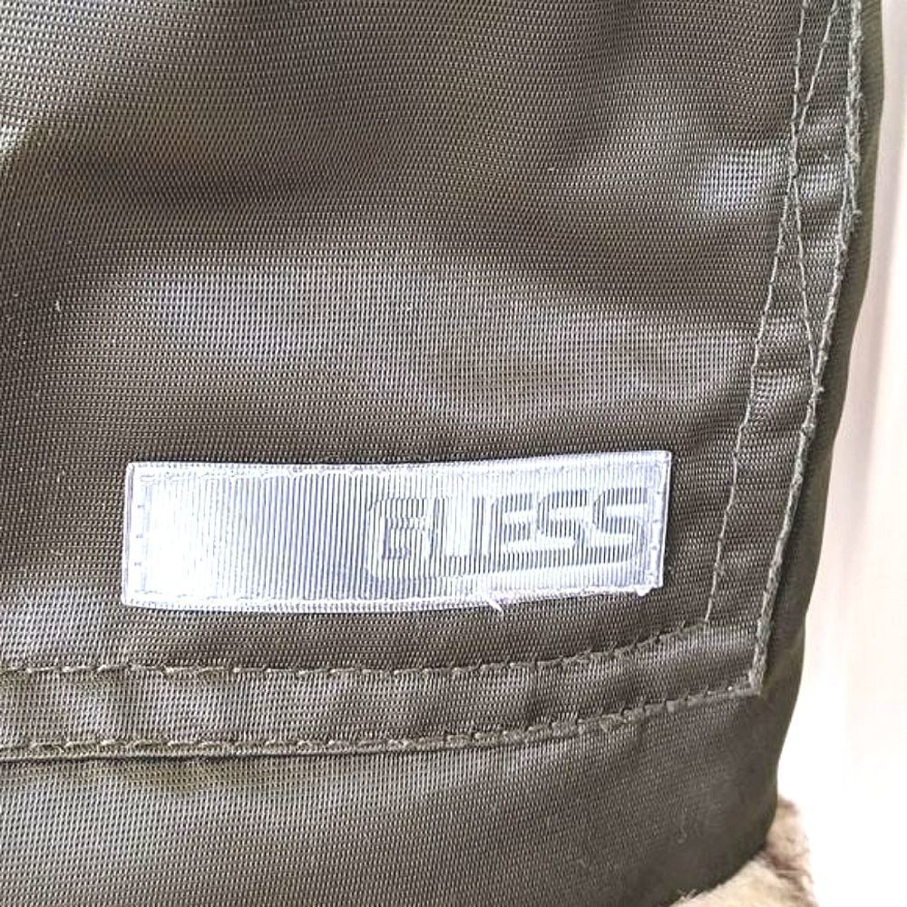 Vintage Guess Reversible Faux Leopard Army Green Nylon Zip Up Vest size S/M - Picture 11 of 12